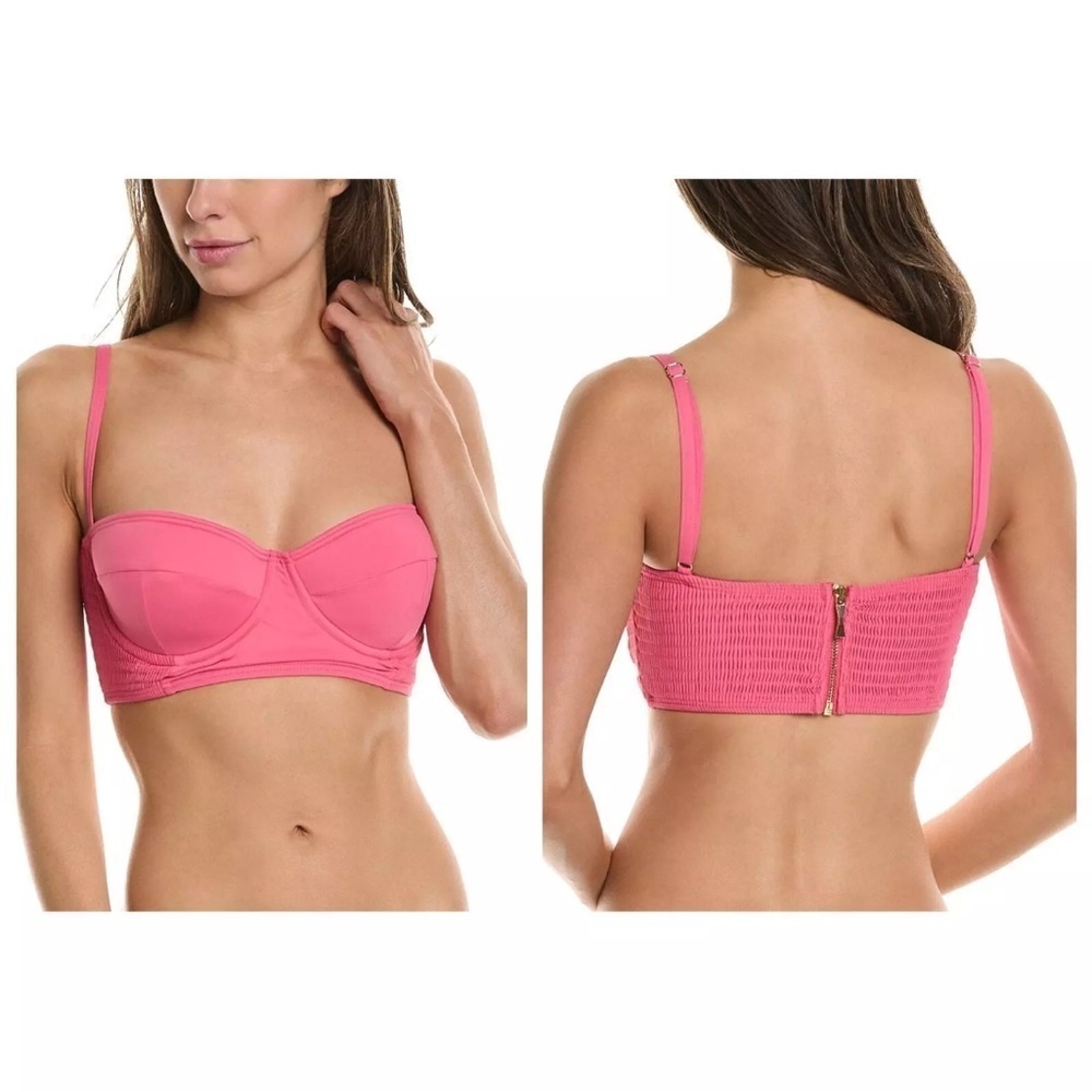 NWOT NEW KATE SPADE New York Smocked Underwire Bralette Bikini Top Size Small - Picture 4 of 6